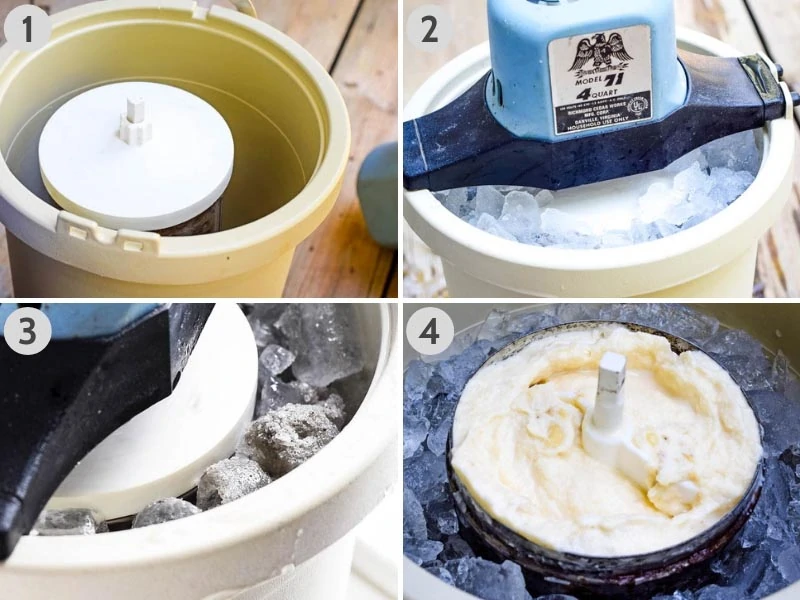 steps for freezing homemade ice cream in ice cream maker