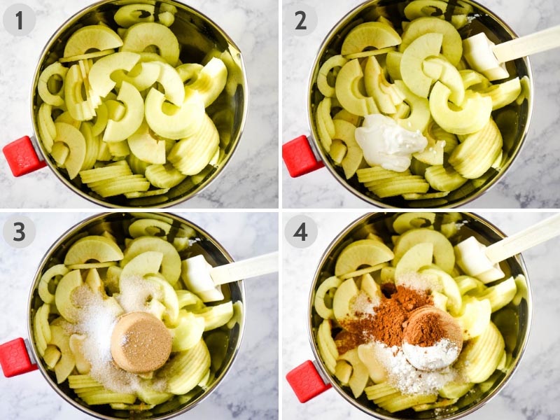 how to prep apple pie filling in large mixing bowl for homemade apple crisp recipe