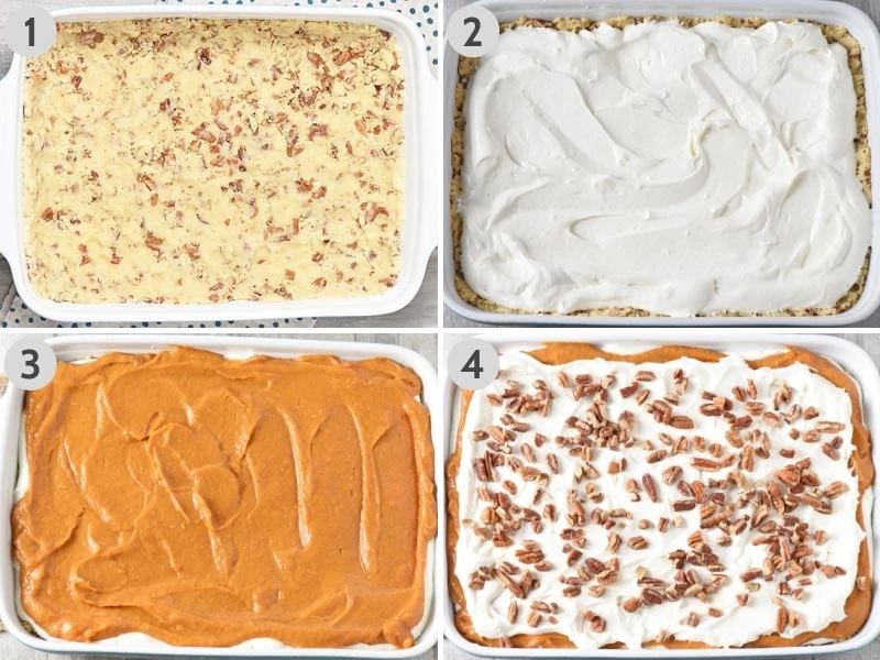 how to make pumpkin delight by adding layers on top of crust in baking dish