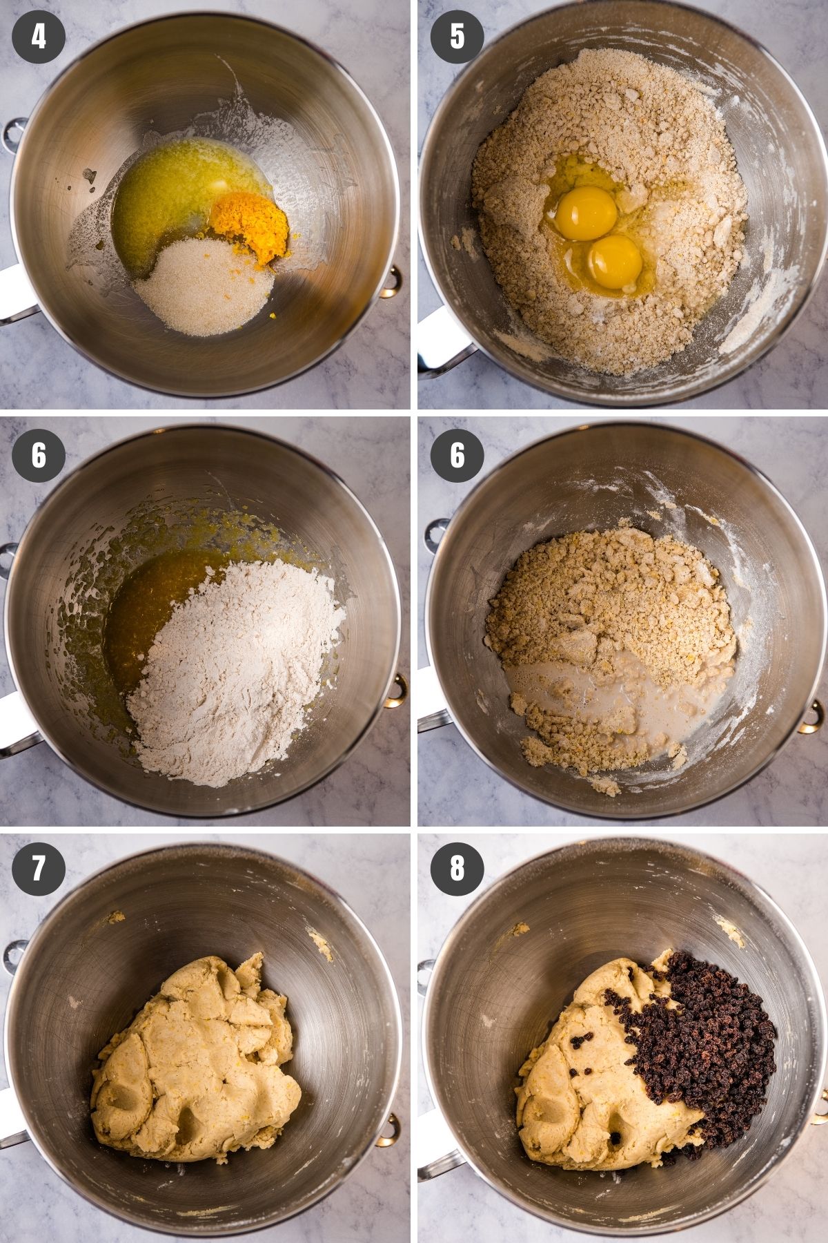 how to make gluten-free hot cross buns, mixing ingredients together in KitchenAid mixing bowl