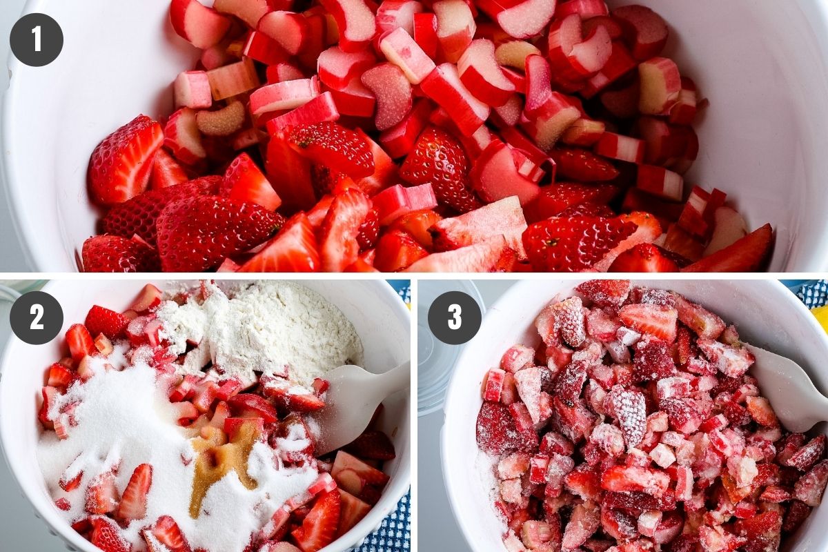 making berry filling for strawberry rhubarb gluten-free crisp