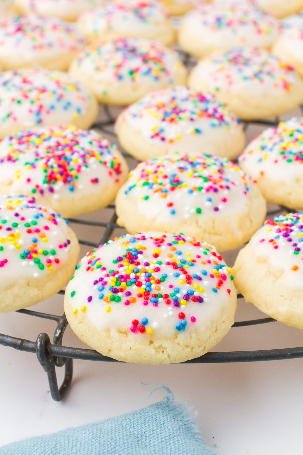 Italian Christmas cookies on a wire cooling rack